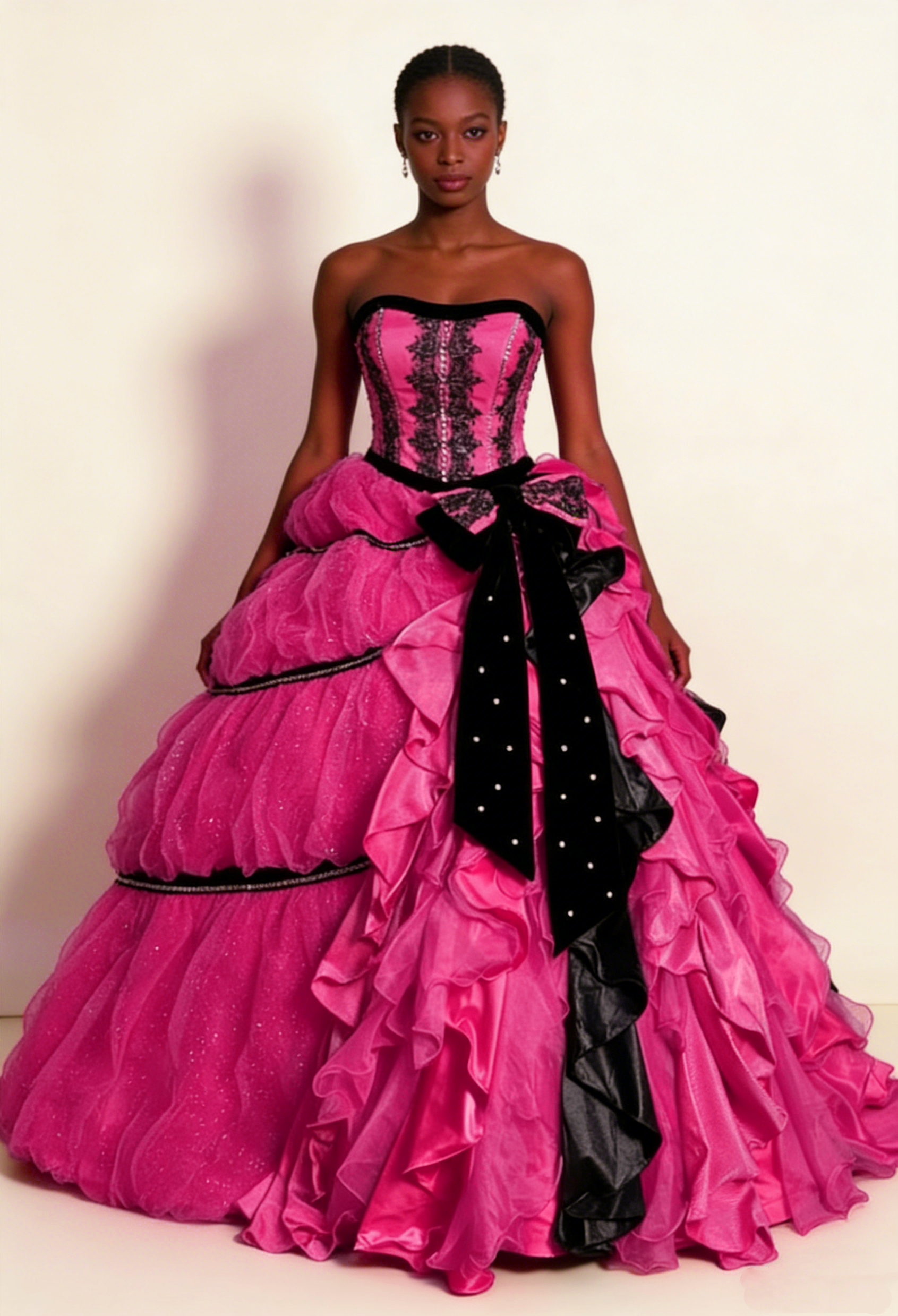Retro Fuchsia Strapless A-Line Appliques Long Prom Dress Birthday Ball Gown, HZ0319