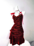 Retro Glitter Burgundy Spaghetti Strap 18th Birthday Party Dress Homecoming Dress HZ0319
