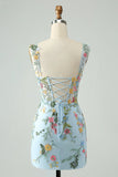 New Fashion Floral Embroidery Design A-line Strap Short Homecoming Dress, HZ0319