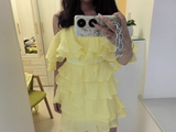 Fashion Yellow Strapless Ruffled Hem Design A-line Tiered Party Dresses Homecoming Dresses, HZ0319