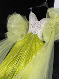 Sparkling Green Sequined Design Elegant Mermaid Prom Dress Evening Dress HZ0319