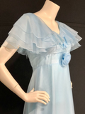 Light Blue A-Line Chiffon Ruffles Long Party Dress Retro Birthday Dress, HZ0319