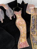 Gorgeous Sparkling Beaded Sequin Exquisite Embroidery Mermaid Design Evening Dress Prom Dresses Outfit HZ0319