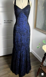 Royal Blue Straps Mermaid Chiffon Vintage Long Party Dresses Evening Dresses, HZ0319