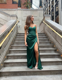 Green Sweetheart Sheath Satin Beaded Long Party Dresses Birthday Dresses, HZ0319