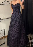 Elegant Spaghetti Straps A-Line Chiffon Vintage Long Party Dresses Birthday Dress, HZ0319