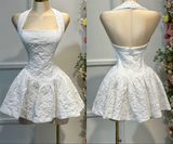 Pretty Brown Halter Neck A-Line Short Party Dresses Homecoming Dresses, HZ0319