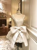 Lovely White Spaghetti Straps A-Line Short Party Dresses Birthday Outfits, HZ0319