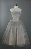 Grey Strapless A-Line Tulle Midi Lenght Cocktail Dresses Party Dresses, HZ0319