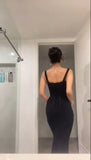 Elegant Black Straps Mermaid Beaded Long Party Dresses Evening Gown, HZ0319