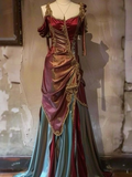 Retro Straps Off Shoulder Sheath Beading Long Party Dress Evening Gown, HZ0319
