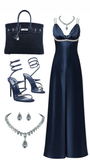 Dark Navy Straps A-Line Satin Long Party Dress Formal Evening Dress, HZ0319