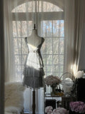 Chic Gray Beading Appliques A-line V-neck Tiered Party Dresses Homecoming Dresses, HZ0319